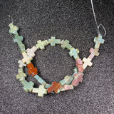 25Pcs Cross-shaped Natural Stone Beads for Jewelry Making