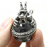 25g Mens Boys 316L Stainless Steel Dragon Pendant with Clean Crystal