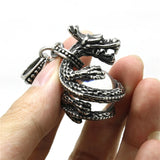 25g Mens Boys 316L Stainless Steel Dragon Pendant with Clean Crystal
