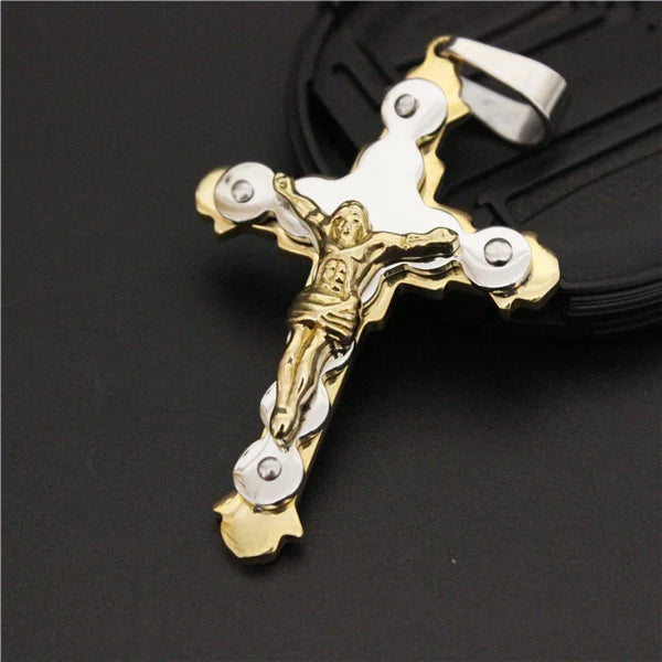 25g Real Golden 3 Layers Men Jesus Pendant Cross Pray For God