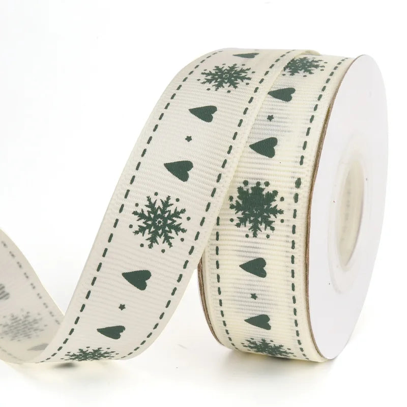 10yards Printed Christmas Ribbon Xmas Polyester Bandage for Gift Wrapping
