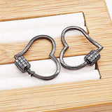 High CZ Heart Pearl Bracelet Buckle 2pcs