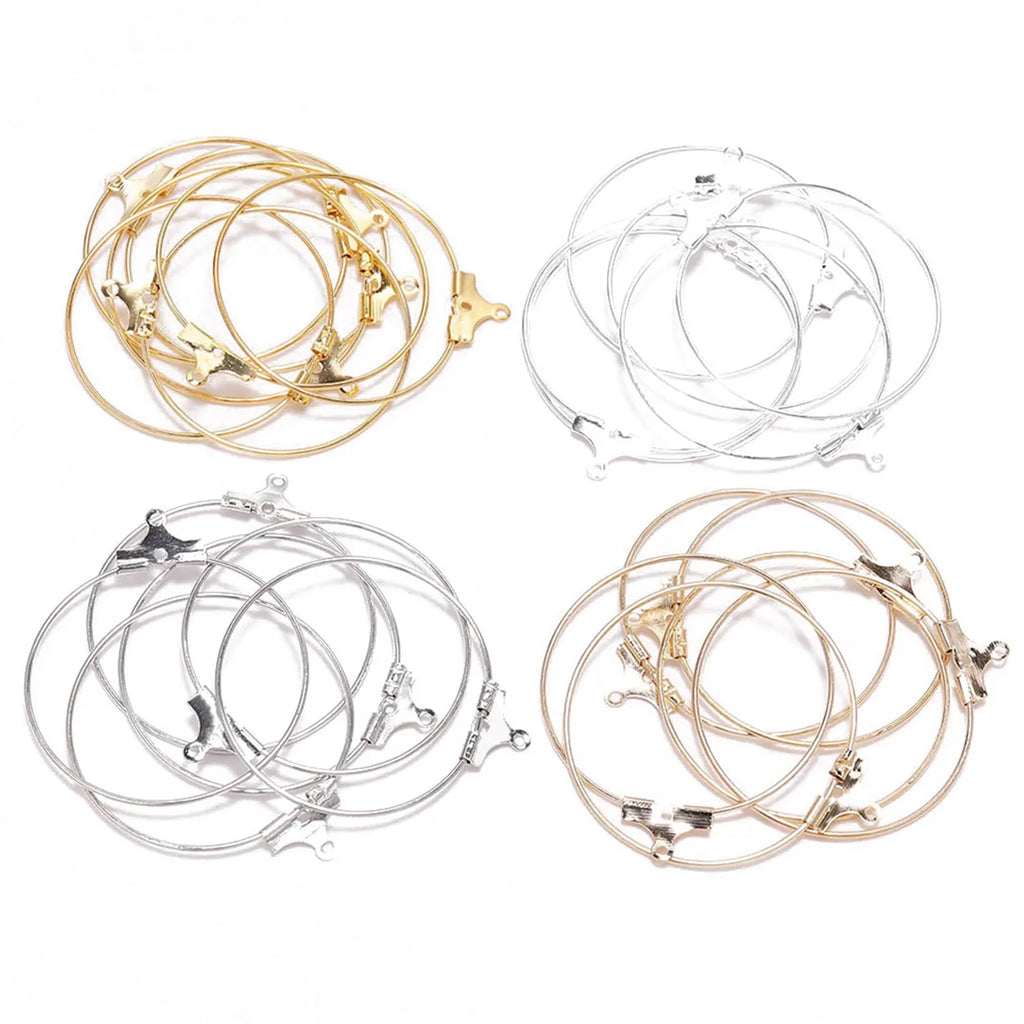 Silver Metal Earring Hooks for Jewelry Making DIY - 25mm 30mm 35/40mm