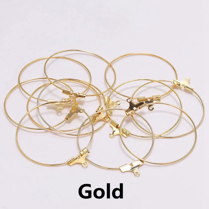 Silver Metal Earring Hooks for Jewelry Making DIY - 25mm 30mm 35/40mm