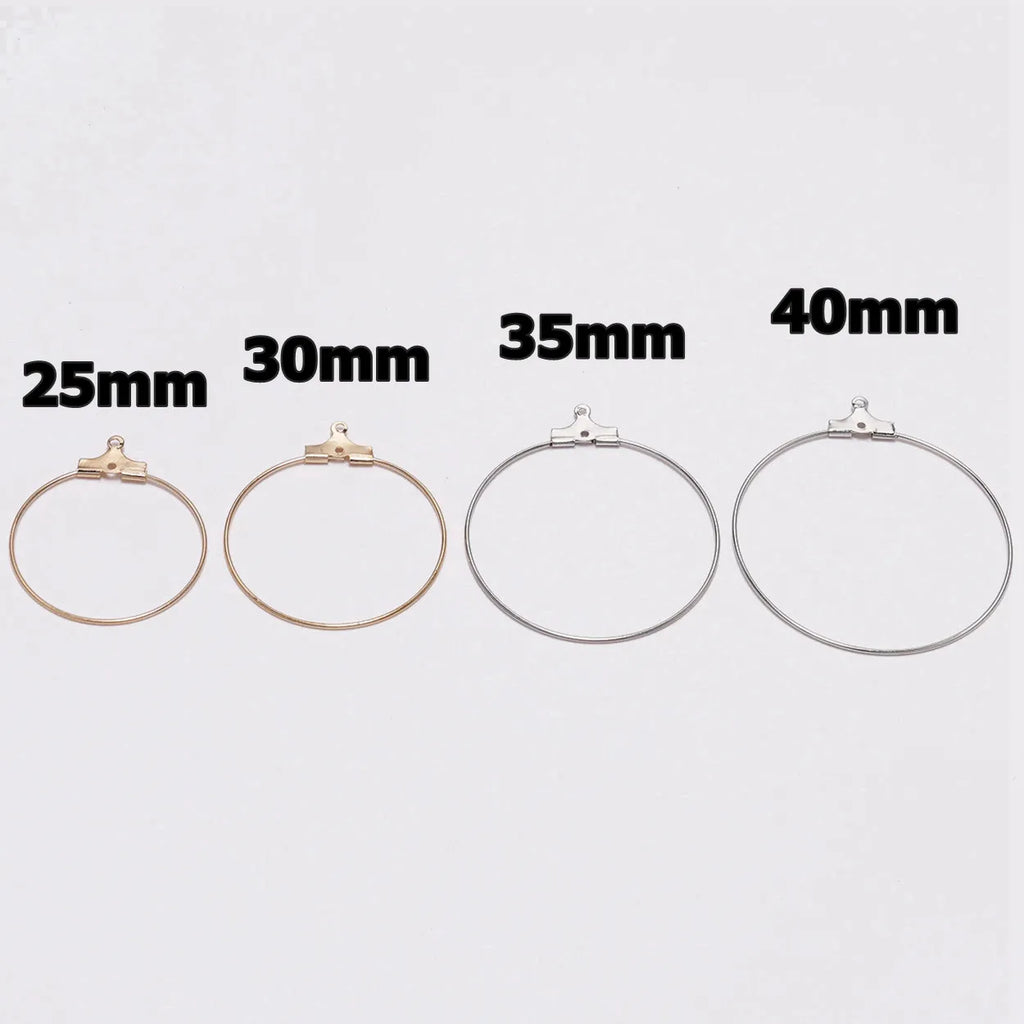 Silver Metal Earring Hooks for Jewelry Making DIY - 25mm 30mm 35/40mm