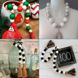 Large Hole Natural Wood Beads for DIY Jewelry Making Xmas Wooden Garland