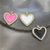 25mm 5pcs/lot High Clear CZ/Colorful Enamel Pendant Heart Shape Enamel Charm
