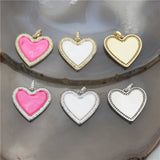 25mm 5pcs/lot High Clear CZ/Colorful Enamel Pendant Heart Shape Enamel Charm