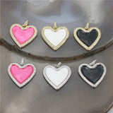 25mm 5pcs/lot High Clear CZ/Colorful Enamel Pendant Heart Shape Enamel Charm