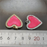 25mm 5pcs/lot High Clear CZ/Colorful Enamel Pendant Heart Shape Enamel Charm