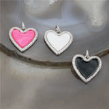 25mm 5pcs/lot High Clear CZ/Colorful Enamel Pendant Heart Shape Enamel Charm