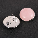 25mm Big Round Stone Brooch Clip Women Bag Clothes Lapel Silver Pin Holder
