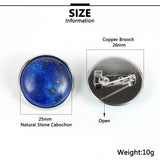25mm Big Round Stone Brooch Clip Women Bag Clothes Lapel Silver Pin Holder