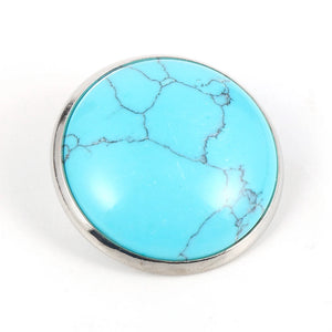25mm Big Round Stone Brooch Clip Women Bag Clothes Lapel Silver Pin Holder