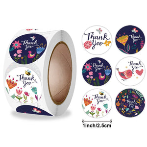25mm Green Pink Rainbow Flowers Thank You Stickers Small Business Supplies