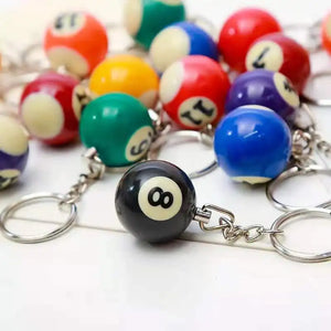 25mm Lucky Billiard Ball KeyChain No. 8 Ball Key Rings Snooker Accessories