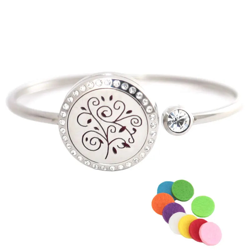 25mm Magnet Crystal Stainless Steel Aromatherapy Bangle