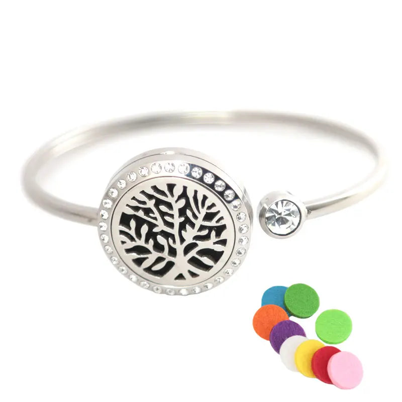 25mm Magnet Crystal Stainless Steel Aromatherapy Locket Bracelet