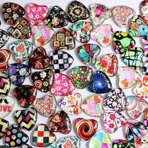 10pcs Heart Pattern Glass Cabochons Flatback Trays
