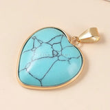 Pink Quartz Copper Heart Pendant Crystal Stone Charms for Jewelry Making