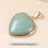 Pink Quartz Copper Heart Pendant Crystal Stone Charms for Jewelry Making