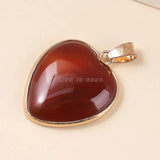 Pink Quartz Copper Heart Pendant Crystal Stone Charms for Jewelry Making