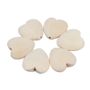 25mm Wooden Heart Beads for Jewelry Making Crafts