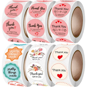 25mm Pink Thank You Stickers Small Business Decoration Labels Gift For You