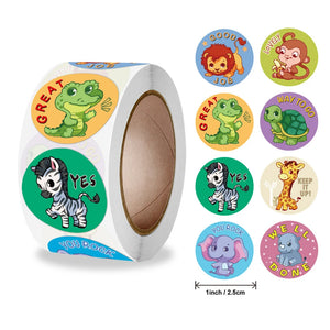 25mm Motivational Animal Reward Stickers for Kids