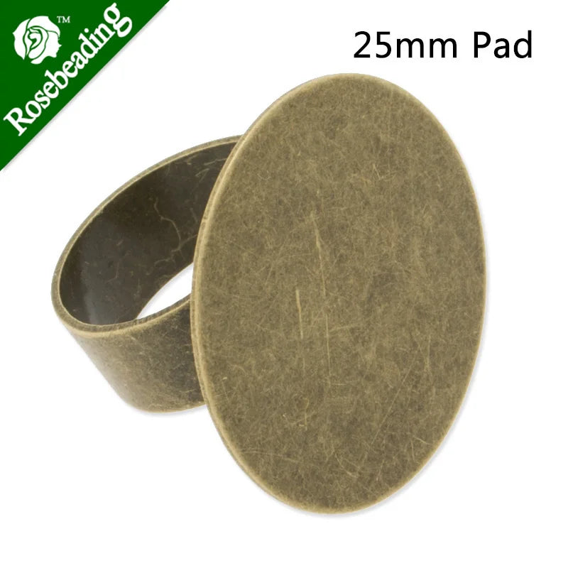 25mm Round Antique Bronze Ring Base Setting, Sold 20pcs/lot
