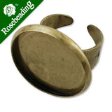 25mm Adjustable Antique Bronze Ring Base Setting with 25 MM Round Pad - 20PCS