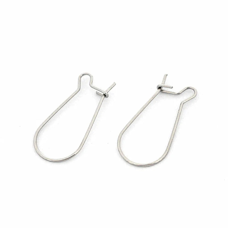 25mm Stainless Steel 316L Ear Wires Earring Hook Kidney Earwires