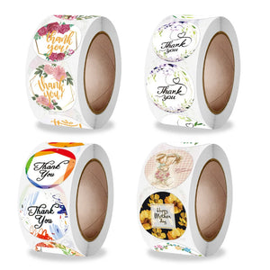 25mm Flower Painted Thank You Stickers for Mother's Day