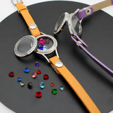 25mm Wrap Bracelet 316L Stainless Steel Memory Locket PU Leather Wrap Bracelet