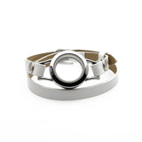 25mm Wrap Bracelet 316L Stainless Steel Memory Locket PU Leather Wrap Bracelet