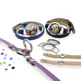 25mm Wrap Bracelet 316L Stainless Steel Memory Locket PU Leather Wrap Bracelet