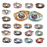 25mm Wrap Bracelet 316L Stainless Steel Memory Locket PU Leather Wrap Bracelet