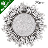 25mm Antique Silver Plated Brooch Blank, Sunshine Shape, Zinc Alloy, 10pcs/lot