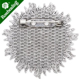 25mm Antique Silver Plated Brooch Blank, Sunshine Shape, Zinc Alloy, 10pcs/lot