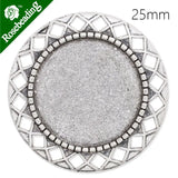 25mm Antique Silver Plated Brooch Blank Bezel, Pack of 10