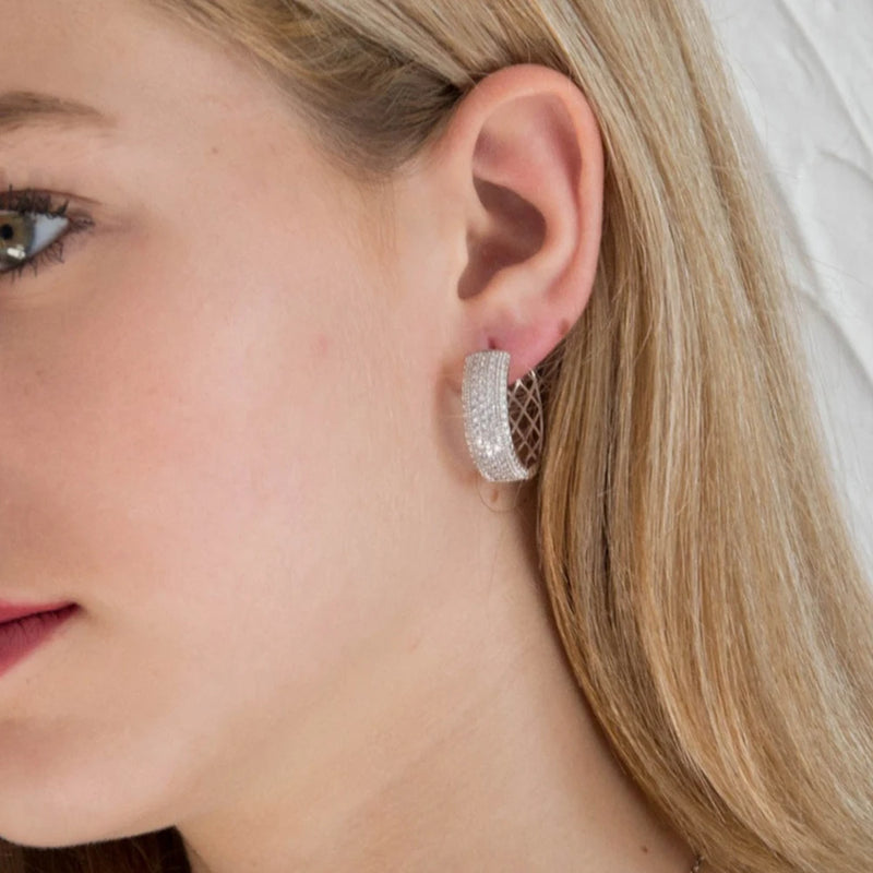 25mm Hoop Earrings with Zirconia Stones for Women