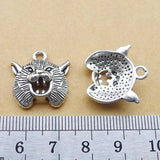 25pcs Alloy Leopard Head Charms Pendants Silver for DIY Jewelry Making