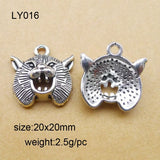 25pcs Alloy Leopard Head Charms Pendants Silver for DIY Jewelry Making