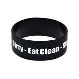 25pcs 24H Fit Train Dirty Eat Clean Stay Fit Silicone Bracelet Adult Size