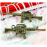 25pcs Antique Bronze Submachine Gun Charms Pendant DIY Jewelry