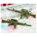 25pcs Antique Bronze Submachine Gun Charms Pendant DIY Jewelry