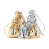 25pcs Silver Drawstring Organza Jewelry Pouch Wedding Candy Spice Tool