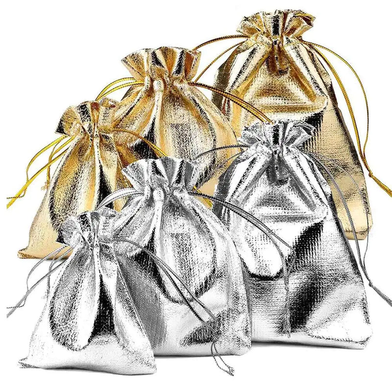 25pcs Fabric Packing Gift Bags Jewelry Packaging Drawstring Pouch