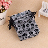 25pcs Organza Jewelry Bags Cat Claw Pattern Gift Bag Drawstring Pouch