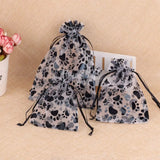 25pcs Organza Jewelry Bags Cat Claw Pattern Gift Bag Drawstring Pouch